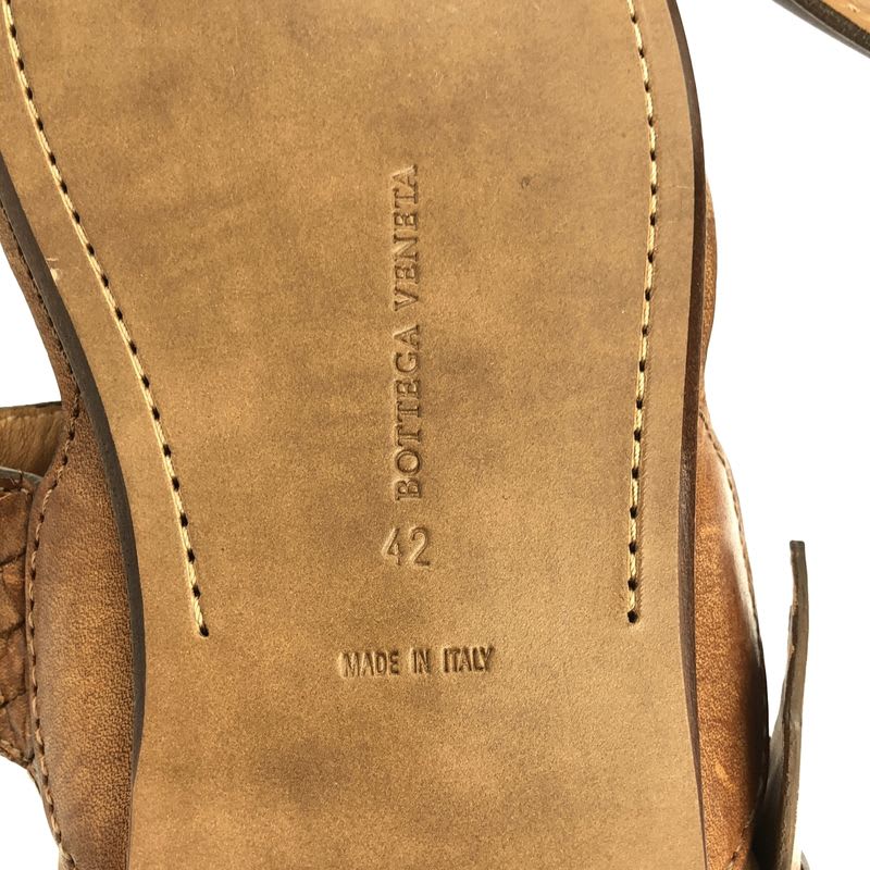 Bottega Veneta Leather Intrecciato Strap Sandals 42 Brown — view 6