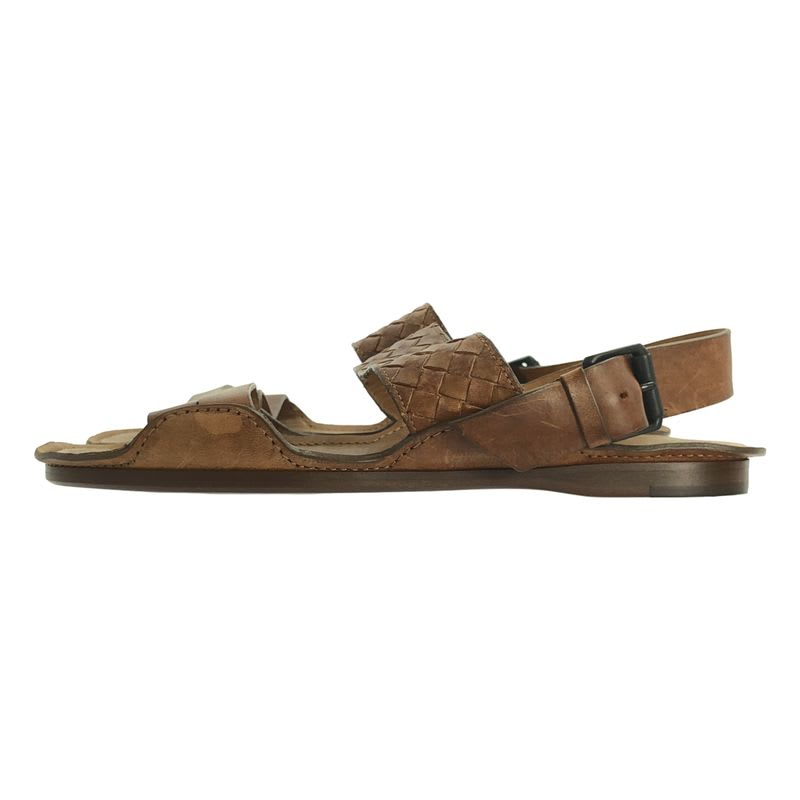 Bottega Veneta Leather Intrecciato Strap Sandals 42 Brown — view 2