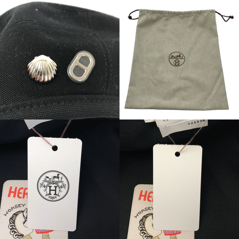 Hermes Saint Honore Hosey & Hoody Cotton Beret 57 Black — view 8