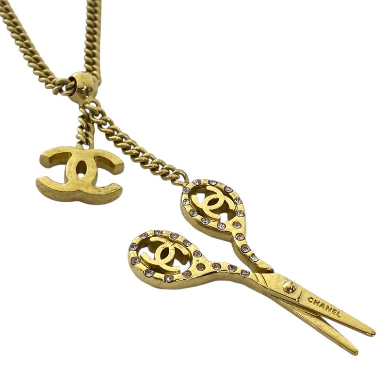 Chanel Scissor Necklace Pendant Accessories Coco Mark Scissors Rhinestone GP — view 7