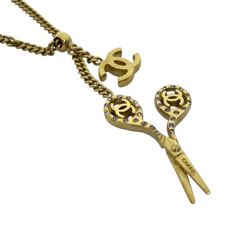 Chanel Scissor Necklace Pendant Accessories Coco Mark Scissors Rhinestone GP — view 5