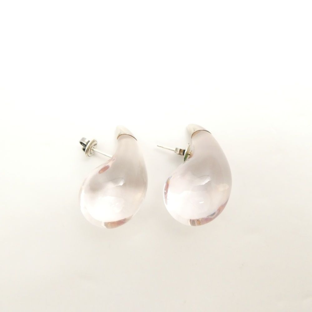 Bottega Veneta Transparent Drop Earrings Resin Ring Silver