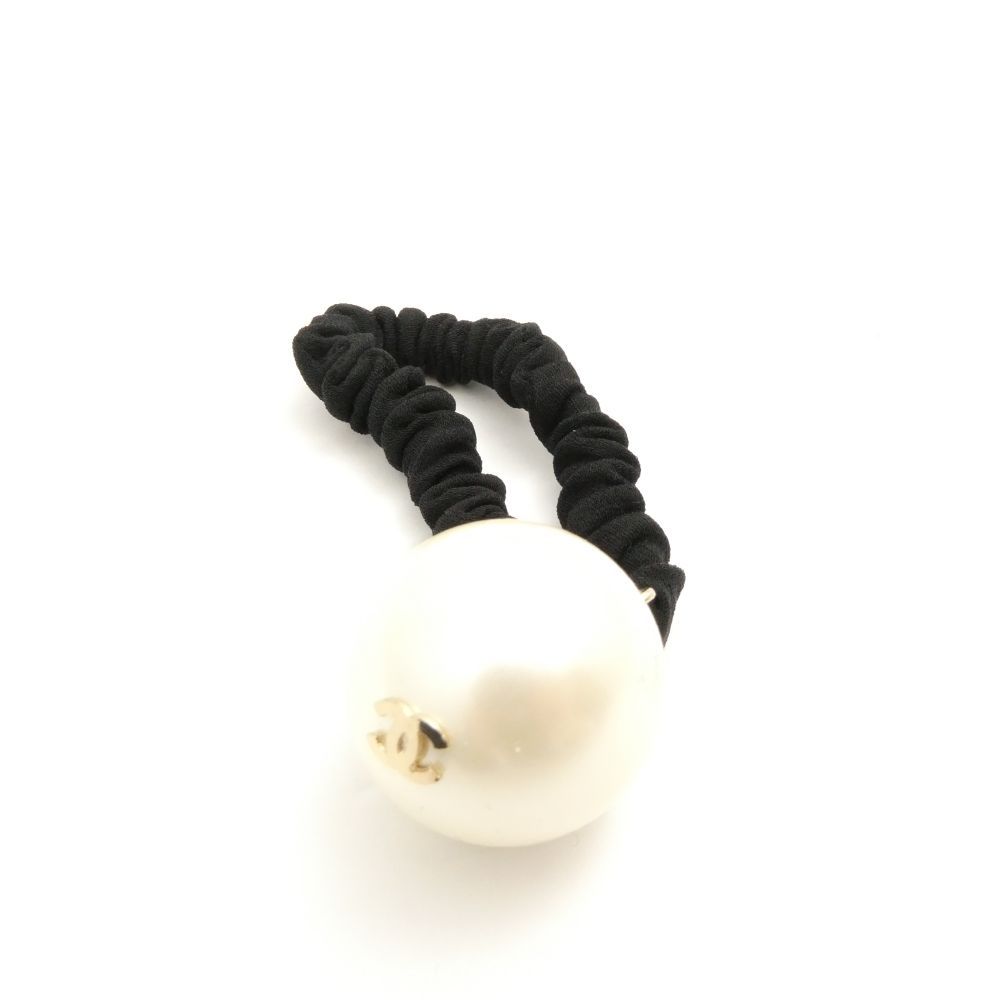 Chanel Hair Tie Faux Pearl CC Logo — view 2