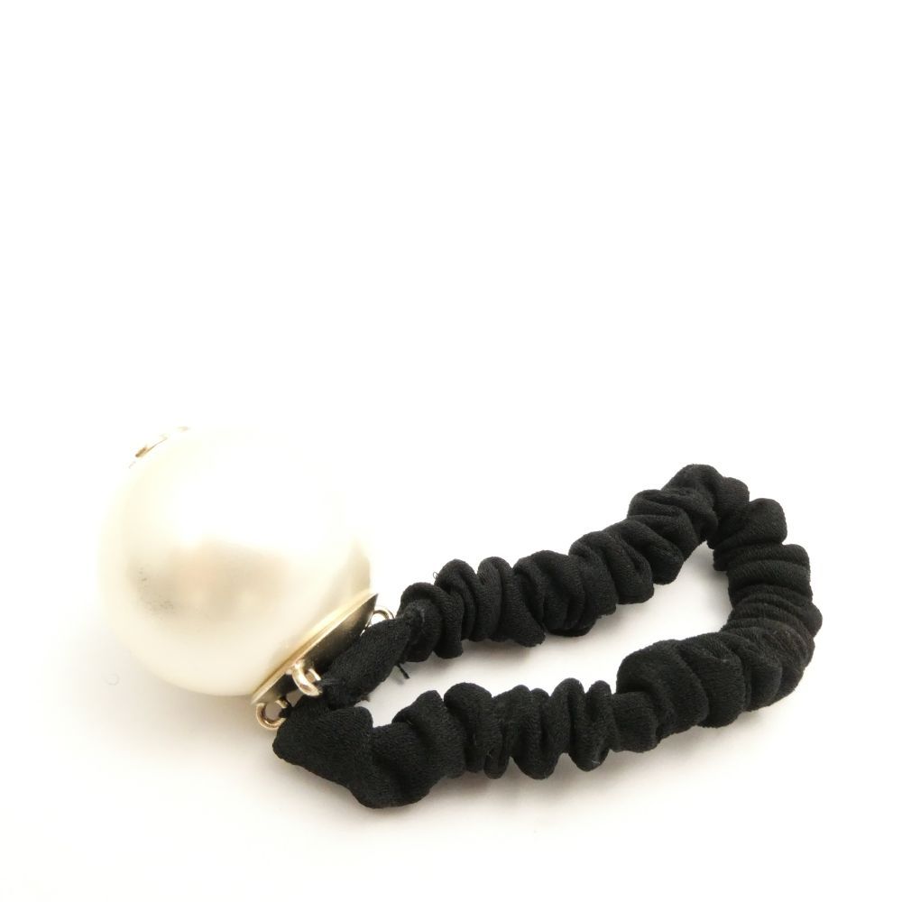 Chanel Hair Tie Faux Pearl CC Logo — view 4