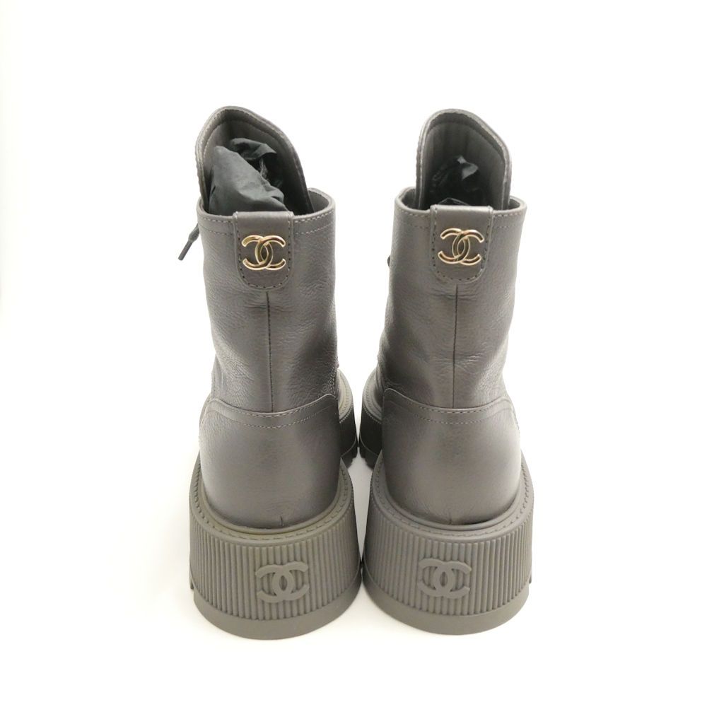 Chanel Boots 37 to CC Logo Lace Up Thick Sole — view 4