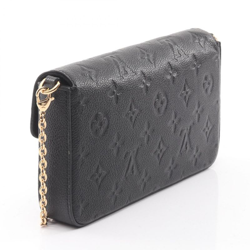 Louis Vuitton Shoulder Bag Pochette Felicie Noir Black Leather — view 3