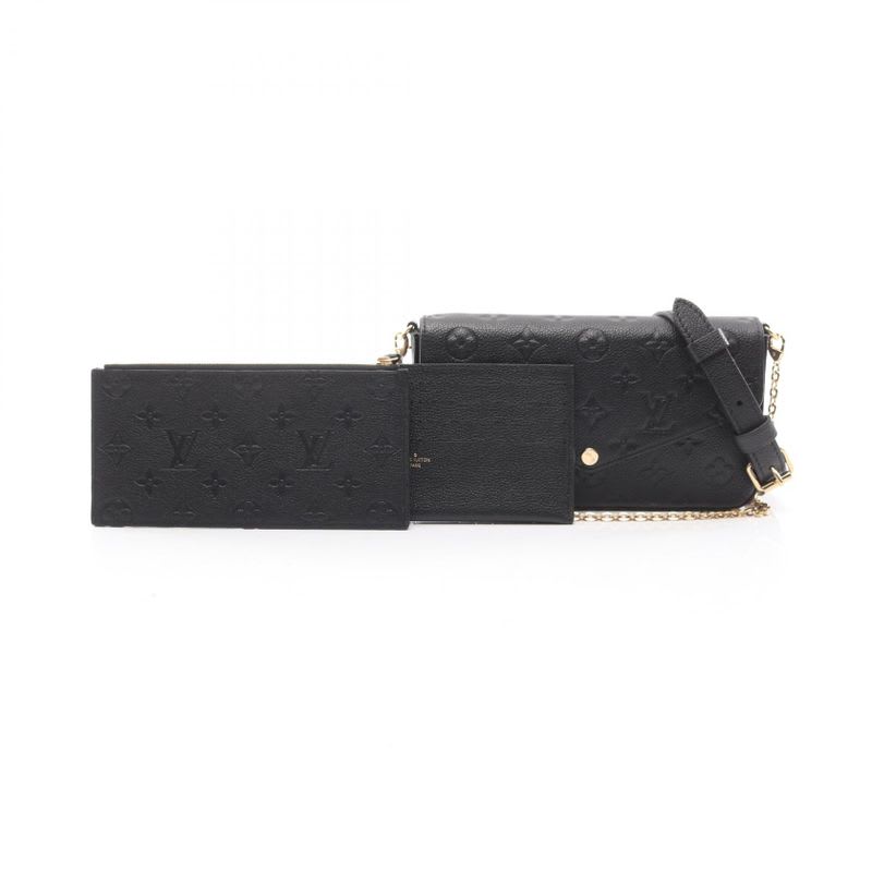 Louis Vuitton Shoulder Bag Pochette Felicie Noir Black Leather — view 6
