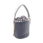 Chanel Shoulder Bag Quilted Small Bucket Navy Leather Fabric — view 3