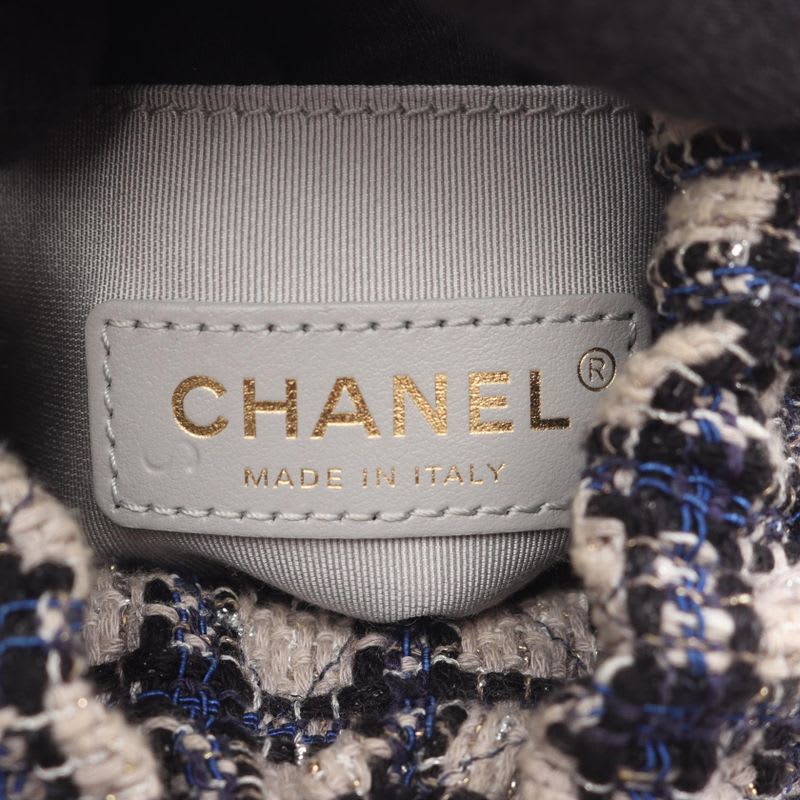 Chanel Shoulder Bag Quilted Small Bucket Navy Leather Fabric — view 5
