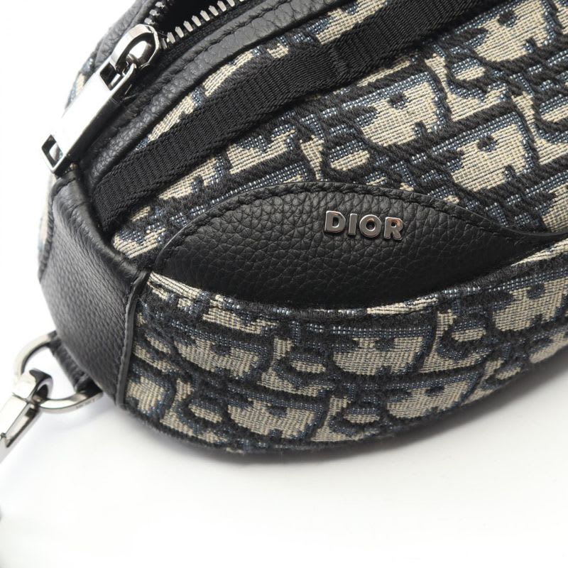 Dior Waist Bag Body Scarab Oblique Navy Canvas Leather — view 6