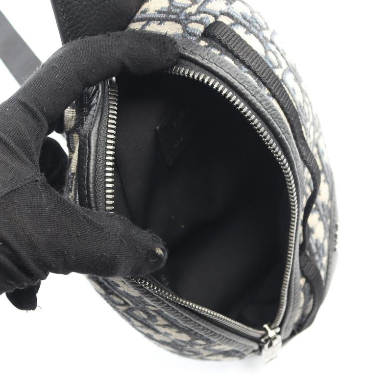 Dior Waist Bag Body Scarab Oblique Navy Canvas Leather — view 4