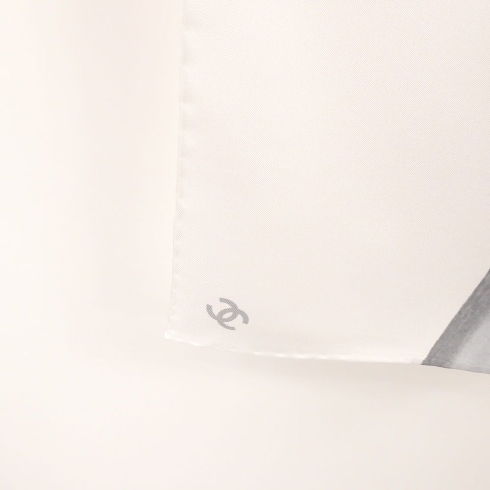 Chanel Silk Twill Scarf Gray CC Logo — view 6