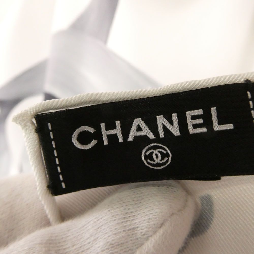 Chanel Silk Twill Scarf Gray CC Logo — view 7