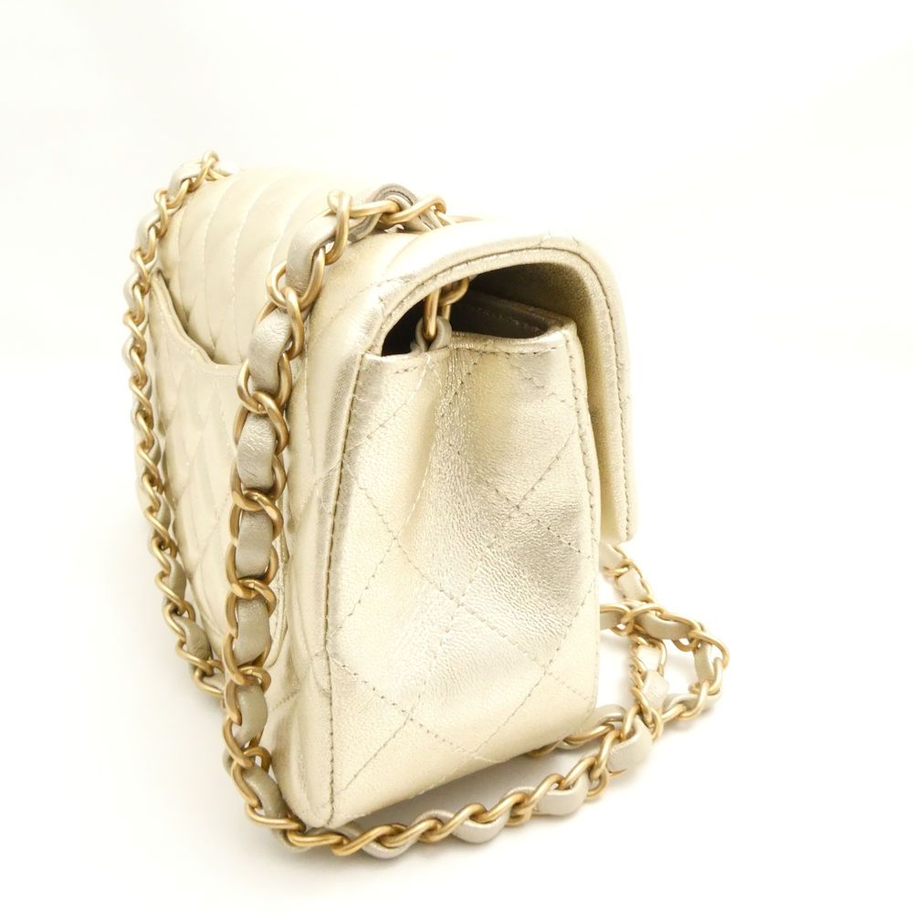 Chanel Quilted Single Chain Shoulder Bag Antique Gold Mini — view 5