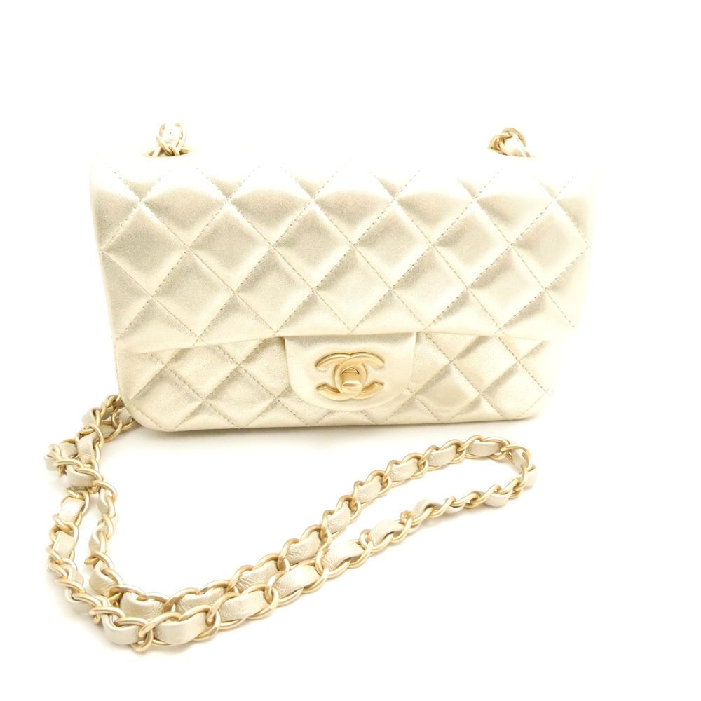 Chanel Quilted Single Chain Shoulder Bag Antique Gold Mini — view 2