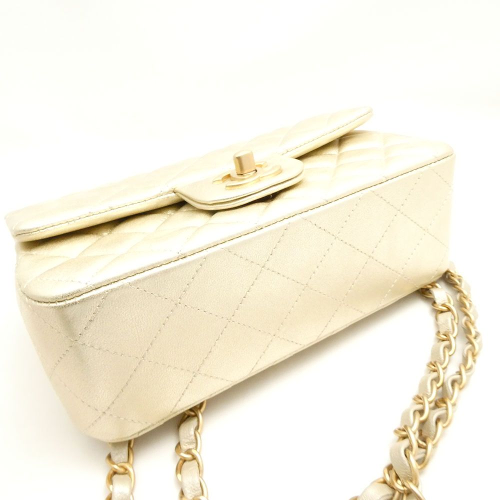 Chanel Quilted Single Chain Shoulder Bag Antique Gold Mini — view 7