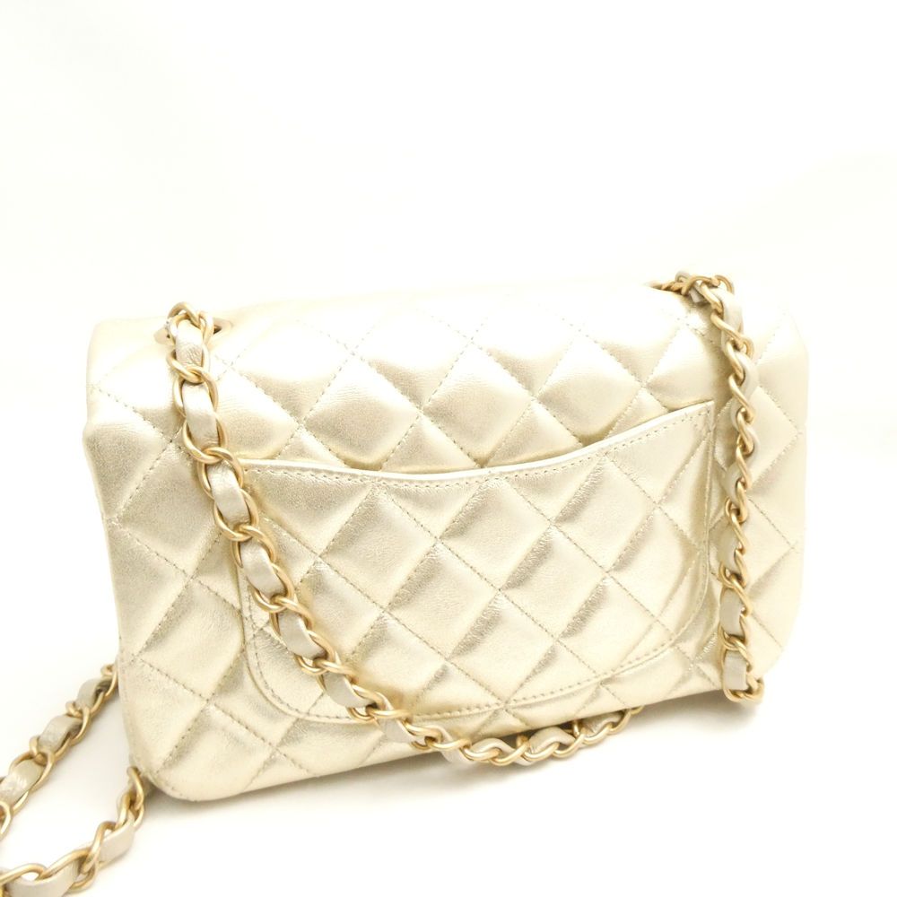 Chanel Quilted Single Chain Shoulder Bag Antique Gold Mini — view 4