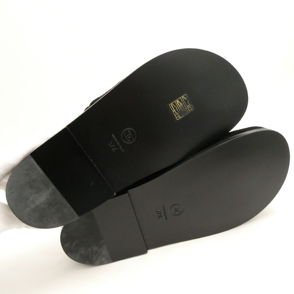 Chanel Velvet Calfskin Flats Flat Sandals 37.5 — view 6