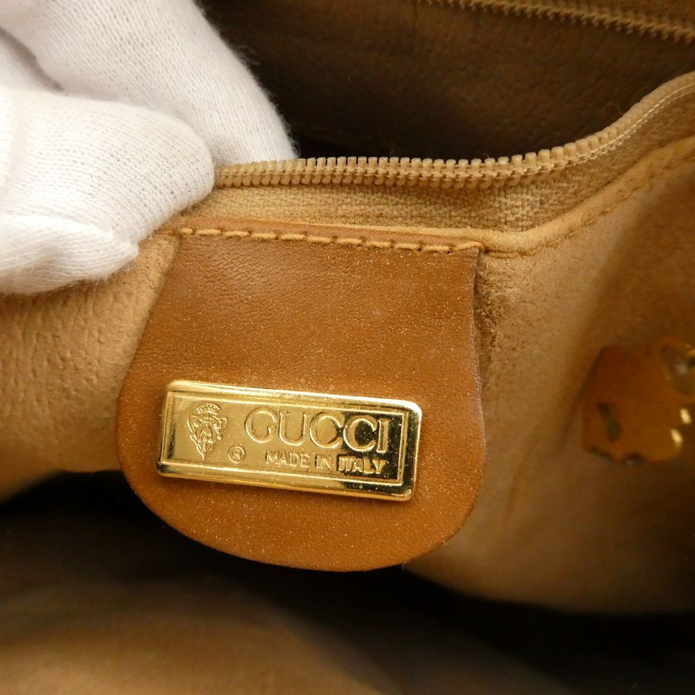 Gucci Sorry 002 115 Tote Leather GG Pattern Gold Charm Vintage — view 9