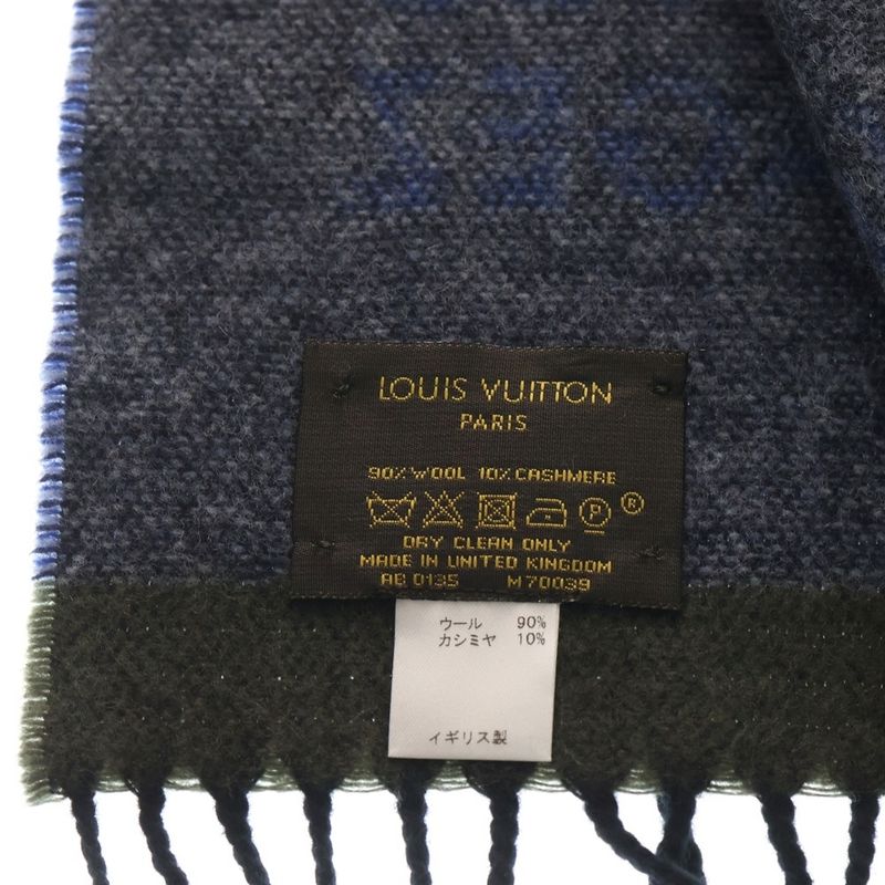 Louis Vuitton Echarpe Sticker Cashmere Blend Wool Scarf Shawl Blue — view 4