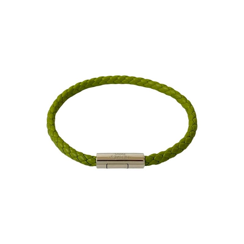 Hermes Goliath Braided Leather Bracelet Bangle Accessory Light — view 4