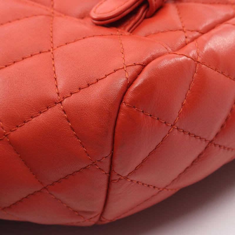Chanel Rucksack Sac Backpack Quilted Orange Leather Chain — view 8