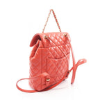 Chanel Rucksack Sac Backpack Quilted Orange Leather Chain