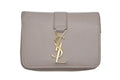 Saint Laurent Cassandra Zip Wallet Bifold Gray de Poudre Leather Beige Gold