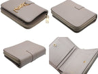 Saint Laurent Cassandra Zip Wallet Bifold Gray de Poudre Leather Beige Gold — view 8