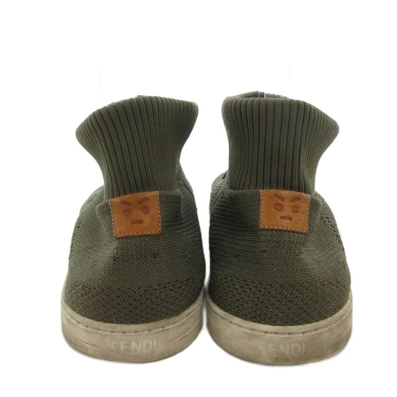 Fendi Sneakers Shoes Mid Cut Technical Knit 7 E Khaki 1058 FF — view 5