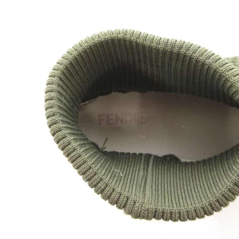 Fendi Sneakers Shoes Mid Cut Technical Knit 7 E Khaki 1058 FF — view 7