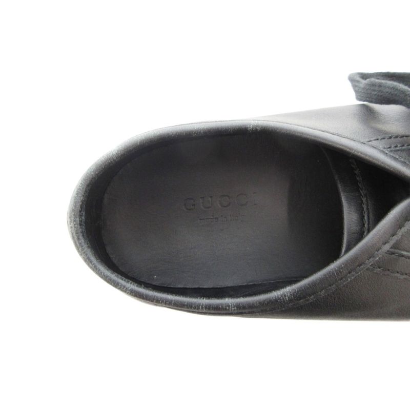 Gucci Sneakers Shoes Leather Low Cut Logo Plate 35 Black FF Gy19 — view 7