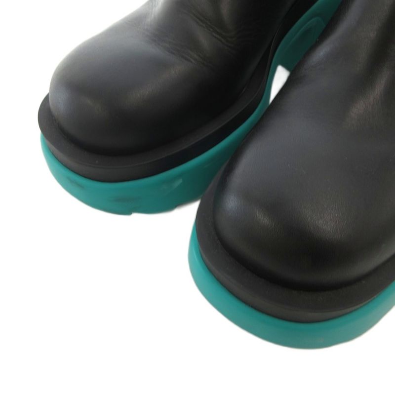 Bottega Veneta Flash Sabot Sandals Shoes Thick Sole Bicolor Leather Black Green — view 3
