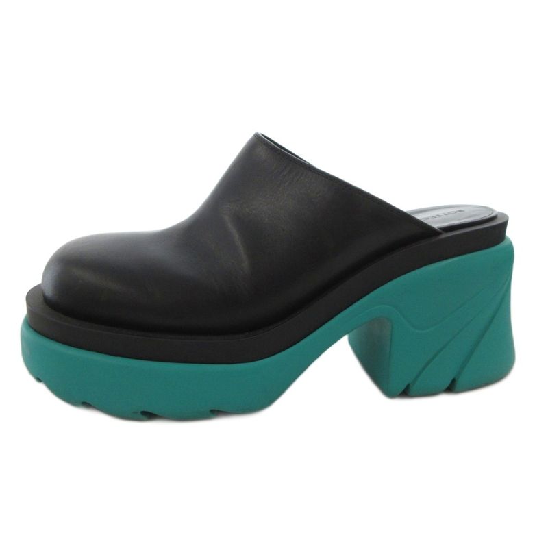 Bottega Veneta Flash Sabot Sandals Shoes Thick Sole Bicolor Leather Black Green — view 2