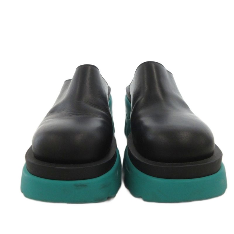 Bottega Veneta Flash Sabot Sandals Shoes Thick Sole Bicolor Leather Black Green — view 4