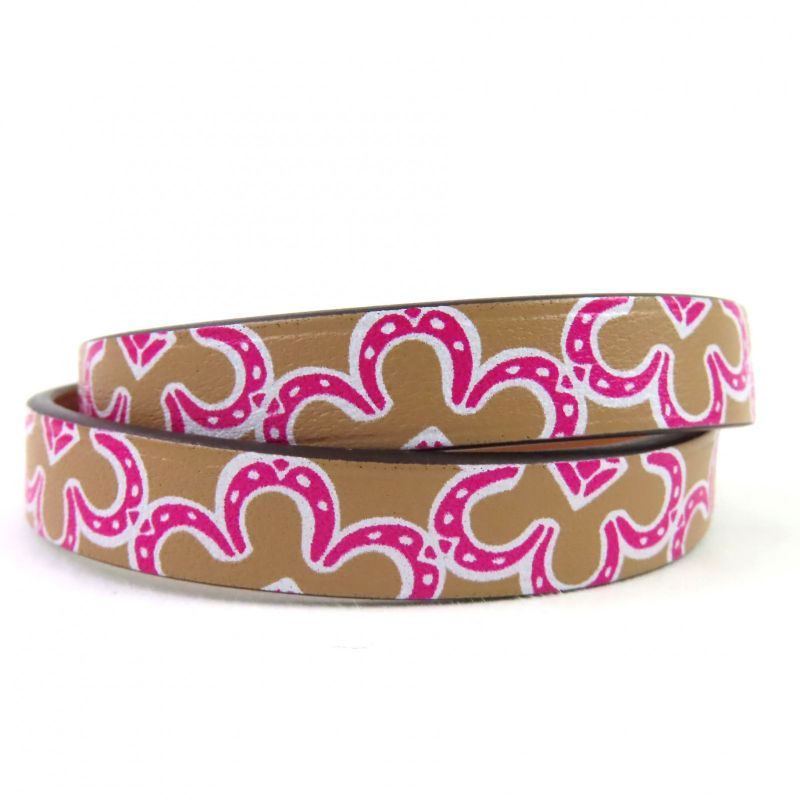 Hermes Mini Kelly Double Tour Lucky Daisy Leather Bracelet Brown — view 6