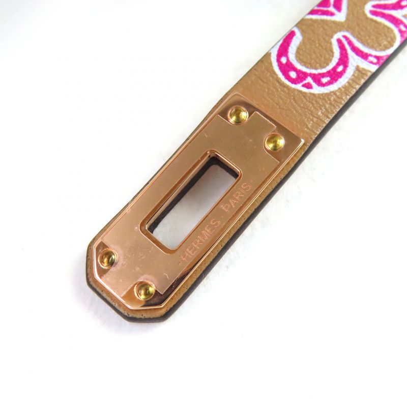 Hermes Mini Kelly Double Tour Lucky Daisy Leather Bracelet Brown — view 8