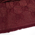 Gucci Lame Jaguar Do Muffler Shawl Red Fringe Scarf — view 2