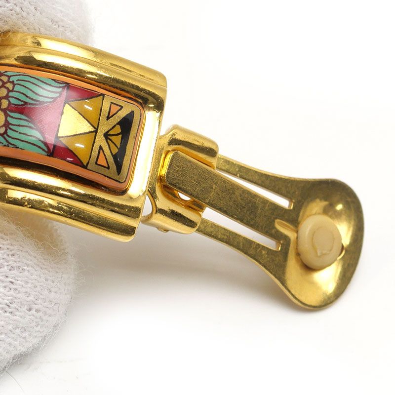 Hermes Enamel Earrings Plated Animal Cat — view 7