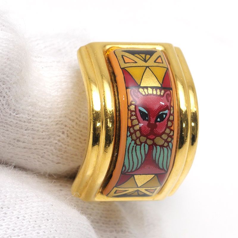 Hermes Enamel Earrings Plated Animal Cat — view 6