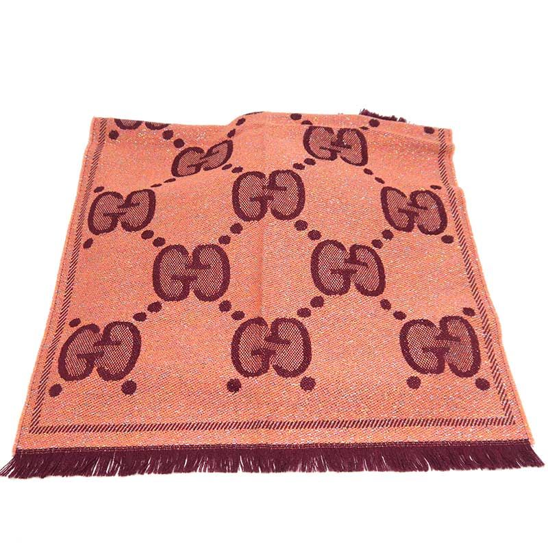 Gucci Lam Jaguar Do Muffler Shawl Pink Fringe Scarf — view 3