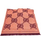 Gucci Lam Jaguar Do Muffler Shawl Pink Fringe Scarf — view 3