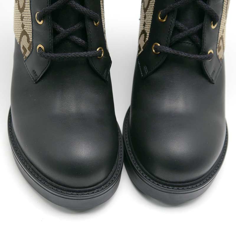 Gucci Double G Ankle Boots 38 GG Canvas Leather — view 4