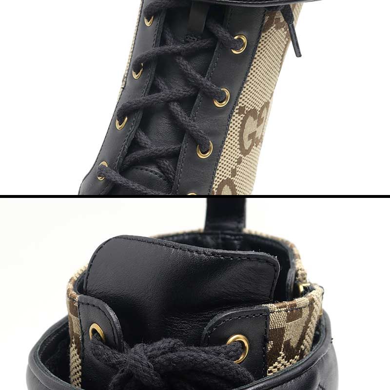 Gucci Double G Ankle Boots 38 GG Canvas Leather — view 6