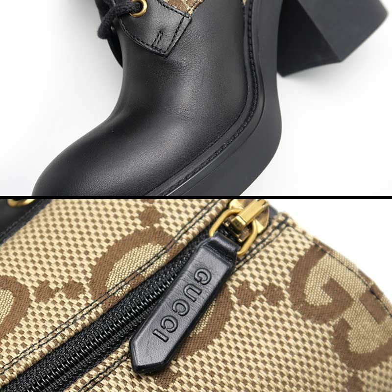 Gucci Double G Ankle Boots 38 GG Canvas Leather — view 8