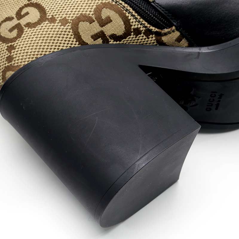 Gucci Double G Ankle Boots 38 GG Canvas Leather — view 5