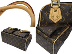 Louis Vuitton Manhattan PM Handbag Vachetta Leather Brown Gold — view 5