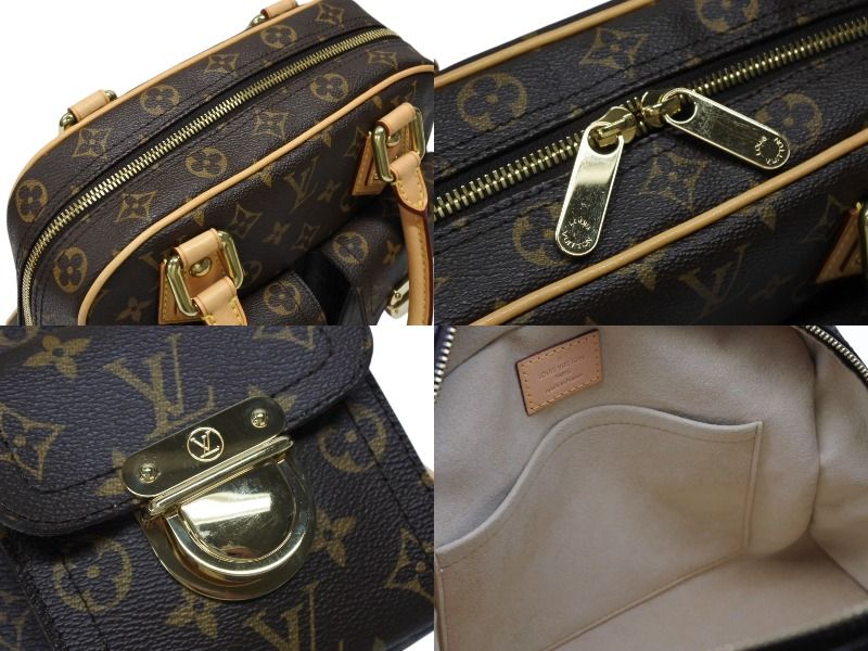 Louis Vuitton Manhattan PM Handbag Vachetta Leather Brown Gold — view 7
