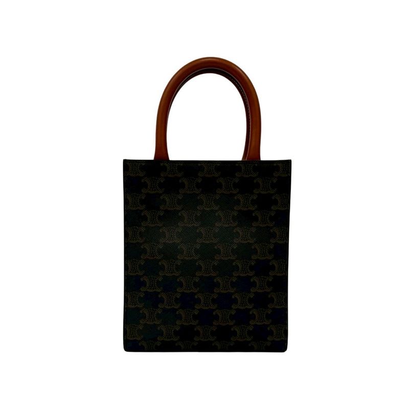 Celine Vertical Cabas Leather 2-Way Handbag Mini Tote Bag Brown