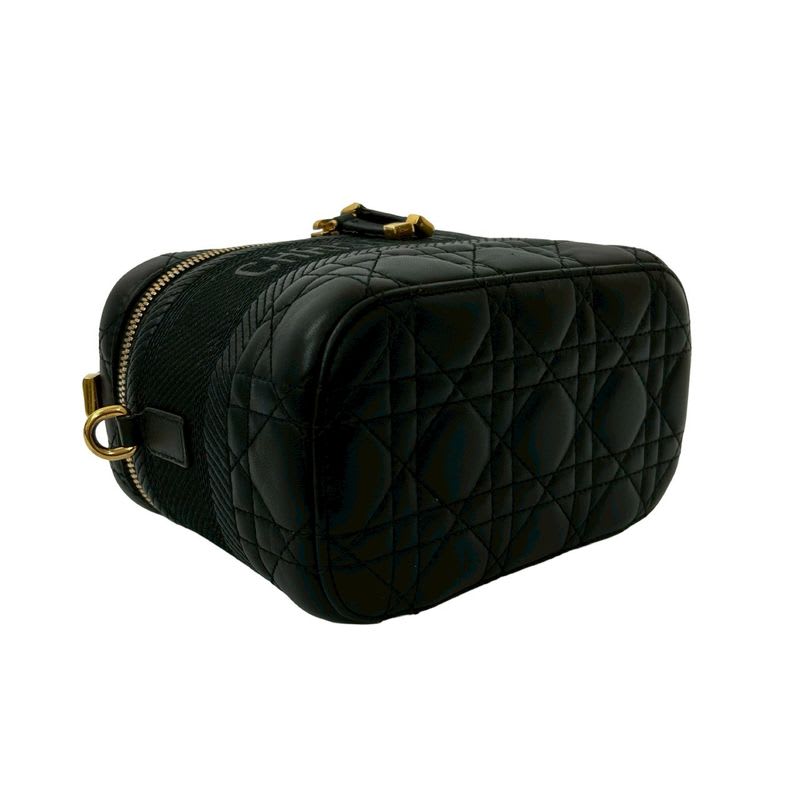 Christian Dior Travel Small Vanity Bag Cannage Leather 2-Way Handbag
